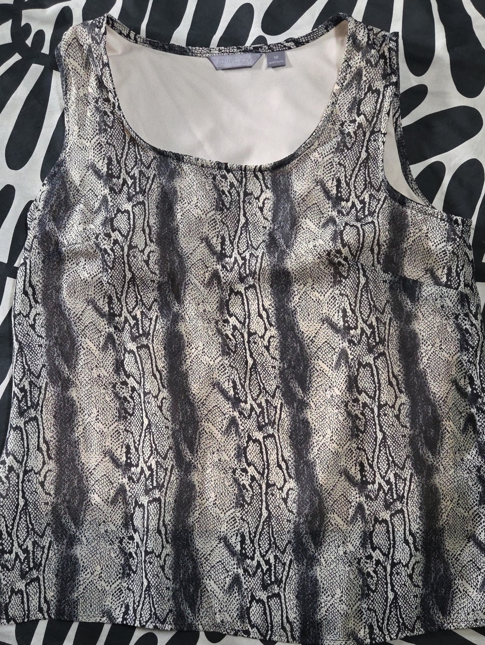 Investments Snake-Print Sleeveless Tank Top in Black & Cream